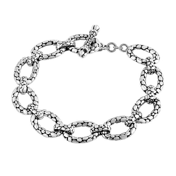 Bracelet Sterling Silver Pebble Oval Bracelet (7.25 In) 20.14 Grams - Picture 1 of 4